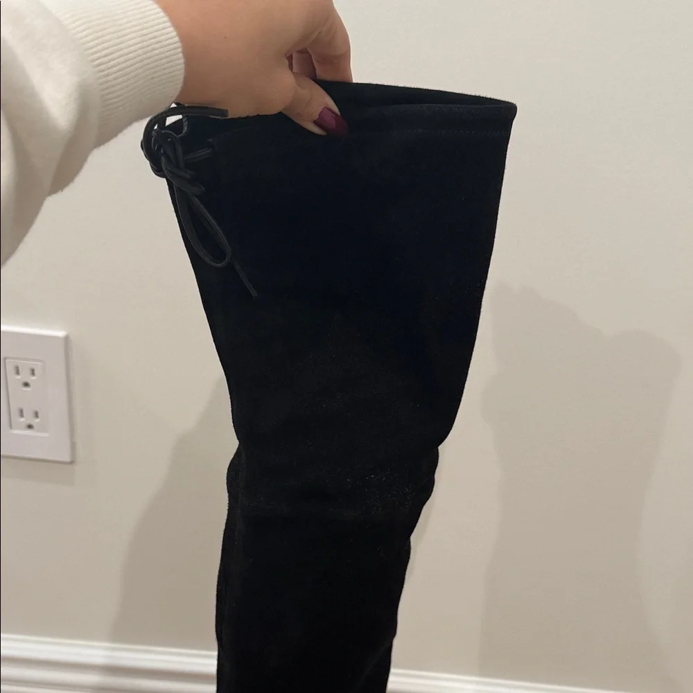 Stuart Weitzman Elegant Black Suede Highland Over-the-Knee Boots